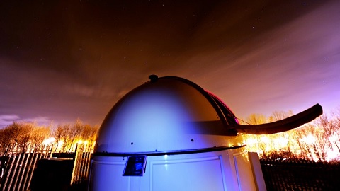 the physics observatory seen at night